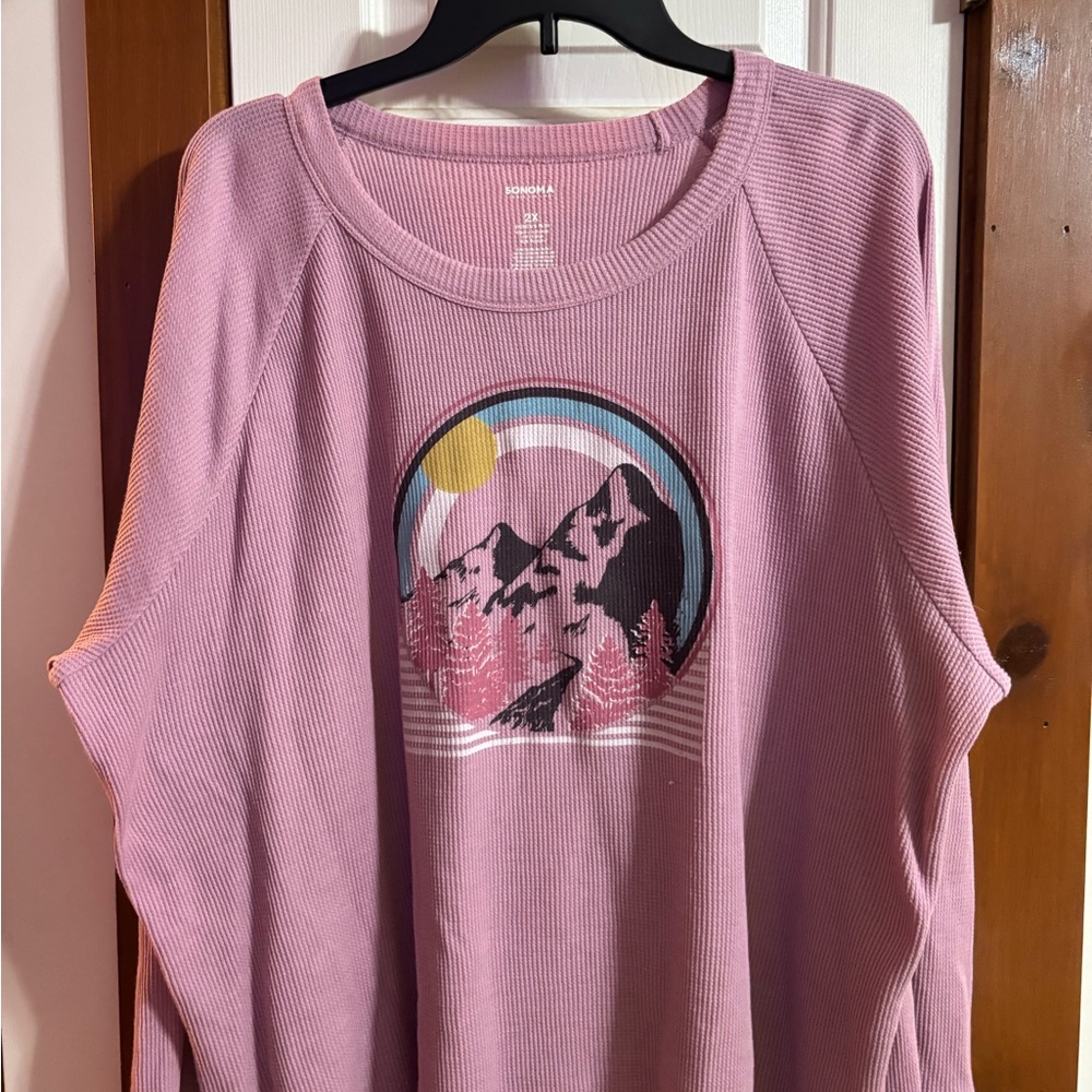 Sonoma Pink Ribbed Sweatshirt